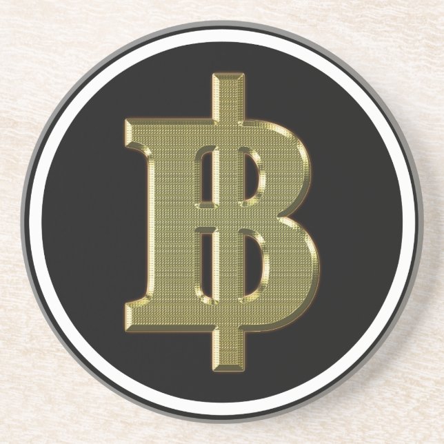 GOLDEN BAHT SIGN ฿ Thai Money Currency ฿ Coaster (Front)