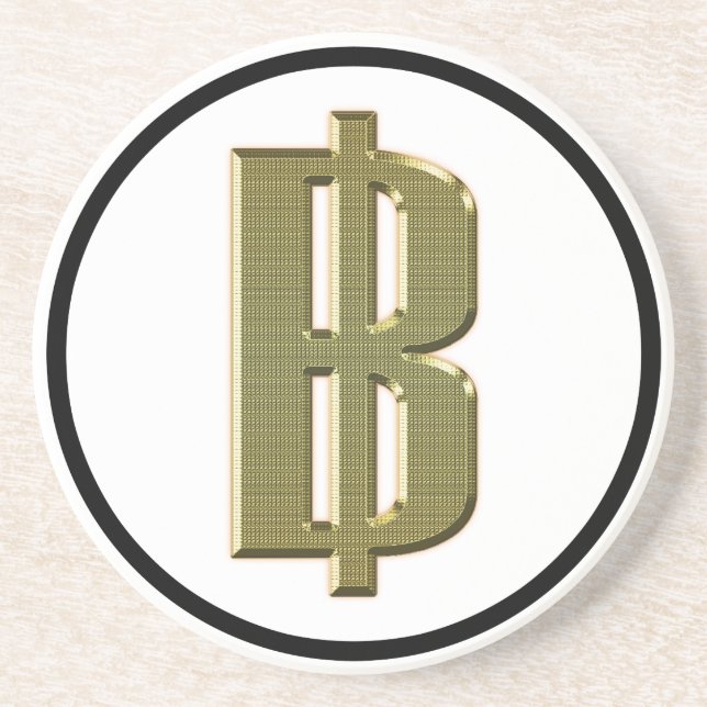 GOLDEN BAHT SIGN ฿ Thai Money Currency ฿ Coaster (Front)