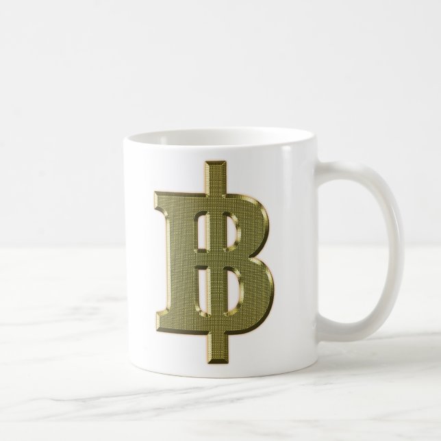 GOLDEN BAHT SIGN ฿ Thai Money Currency ฿ Coffee Mug (Right)