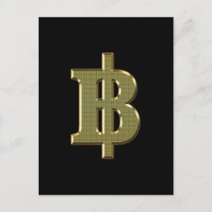 GOLDEN BAHT SIGN ฿ Thai Money Currency ฿ Postcard