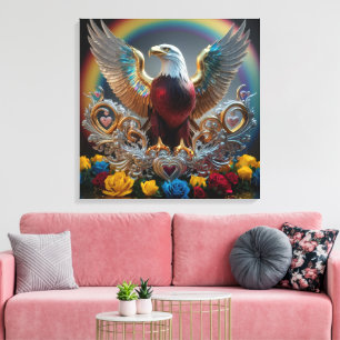Golden Bald Eagle 3D Digital Masterpiece by AJZ Canvas Print