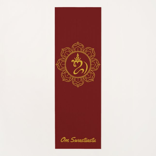 Golden Balinese Om with Lotus Yoga Mat (Front)