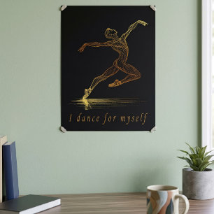Golden Ballet Dancer Illustration: Grace in Motion Poster