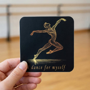 Golden Ballet Dancer Illustration: Grace in Motion Square Sticker