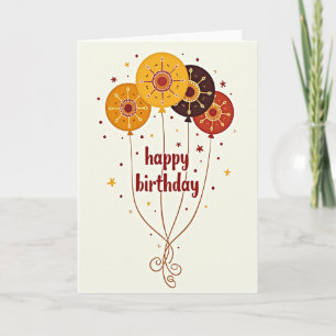 Golden Balloons Birthday Card