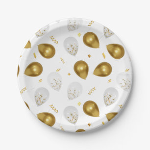 Golden Balloons & Confetti Party Plates
