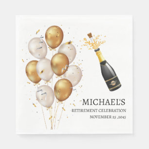 Golden Balloons Retirement Party Napkin