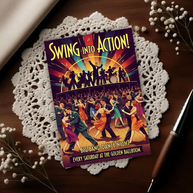 Golden Ballroom Big Band Dance Night Postcard (Creator Uploaded)