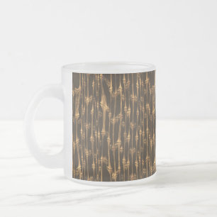 Golden Bamboo Nature Pattern Frosted Glass Coffee Mug