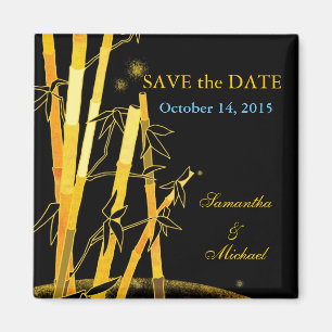 Golden Bamboos: Save the Date Wedding Magnets