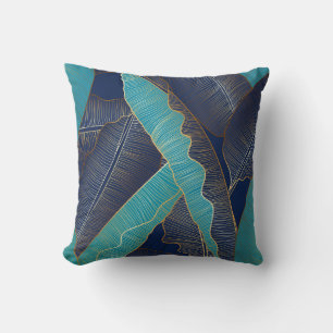 Golden Banana Leaf: Luxury Pattern. Cushion