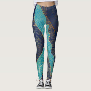 Golden Banana Leaf: Luxury Pattern. Leggings