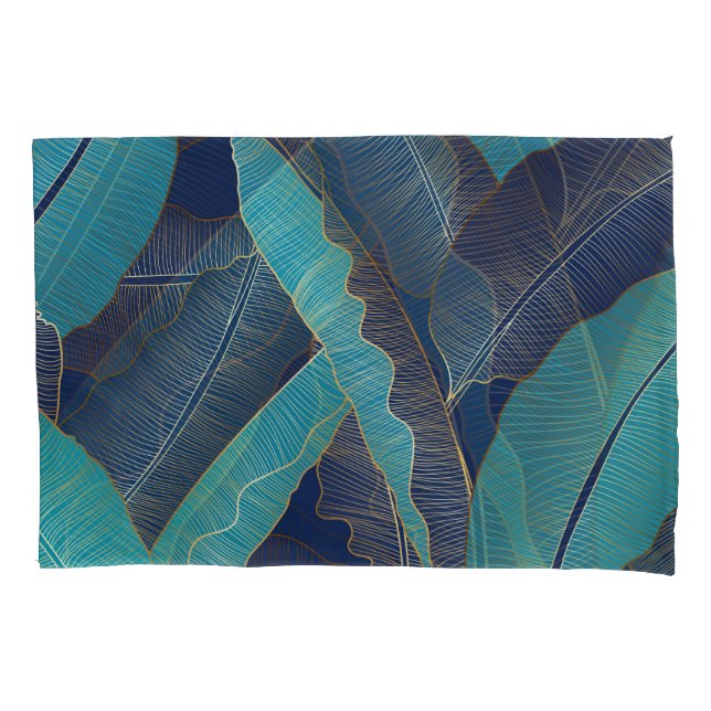 Golden Banana Leaf: Luxury Pattern. Pillowcase (Front)