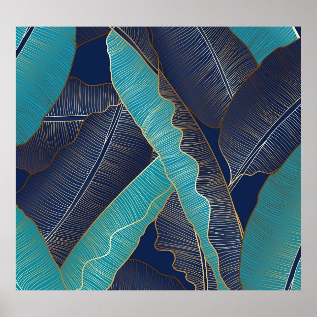 Golden Banana Leaf: Luxury Pattern. Poster (Front)