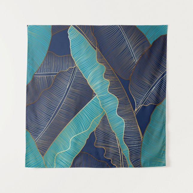 Golden Banana Leaf: Luxury Pattern. Tapestry (Front)