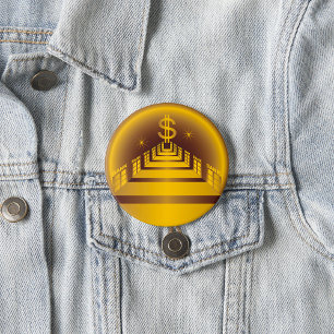 Golden Bank Corridor Glowing Dollar Finance 7.5 Cm Round Badge