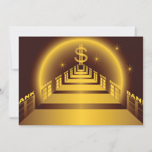 Golden Bank Corridor Glowing Dollar Finance  Invitation