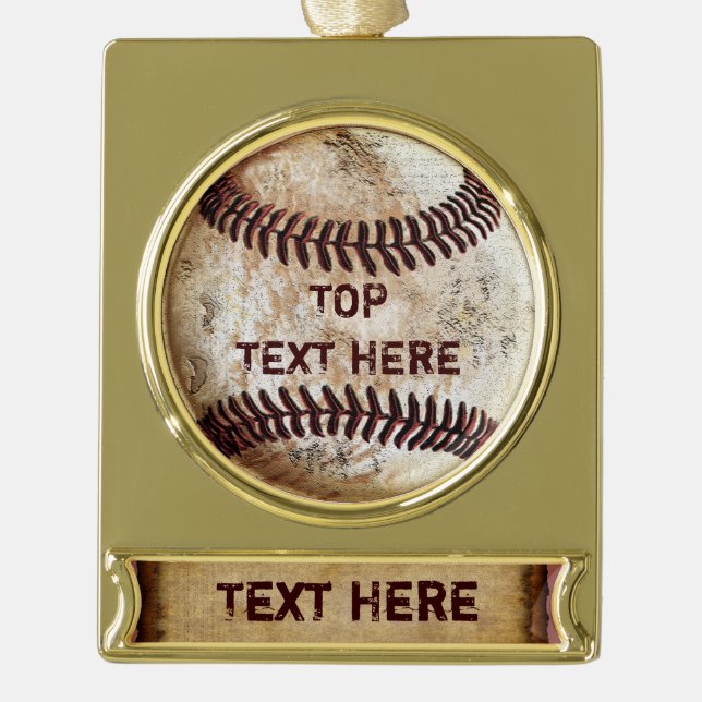 Golden Banner Vintage Baseball Ornaments Two TEXT (Front)