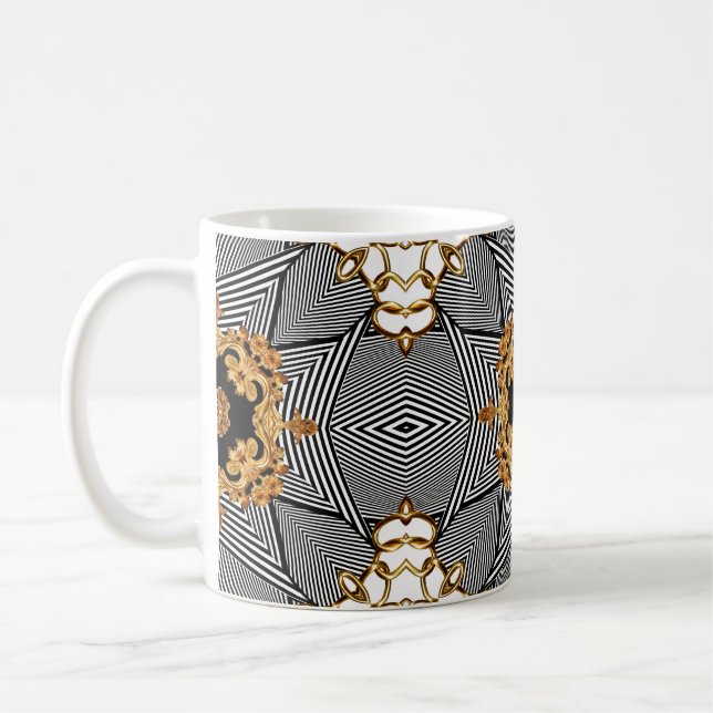 Golden baroque and chains ornament pattern coffee mug (Left)