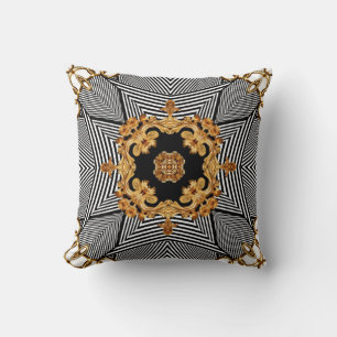 Golden baroque and chains ornament pattern cushion