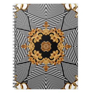 Golden baroque and chains ornament pattern notebook