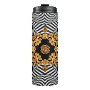 Golden baroque and chains ornament pattern thermal tumbler