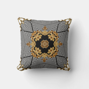 Golden Baroque: Elegant Chains Ornament Cushion