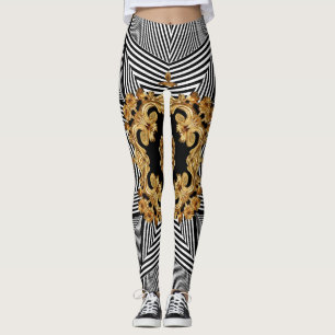 Golden Baroque: Elegant Chains Ornament Leggings