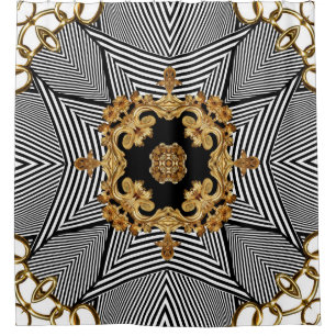 Golden Baroque: Elegant Chains Ornament Shower Curtain