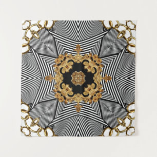 Golden Baroque: Elegant Chains Ornament Tapestry