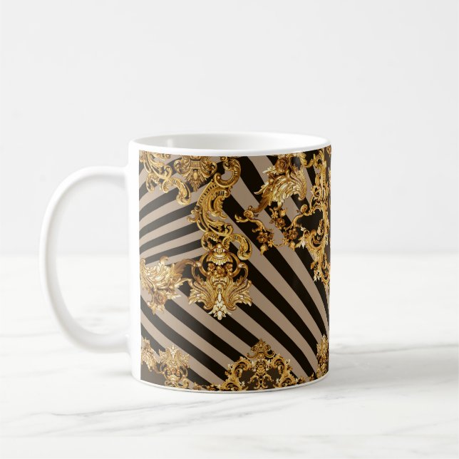 Golden baroque: geometric pattern design coffee mug (Left)