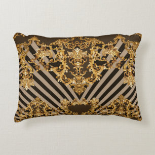 Golden baroque: geometric pattern design decorative cushion