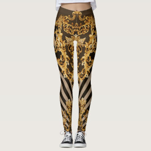 Golden baroque: geometric pattern design leggings