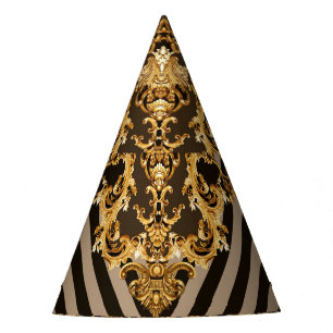 Golden baroque: geometric pattern design party hat