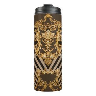 Golden baroque: geometric pattern design thermal tumbler