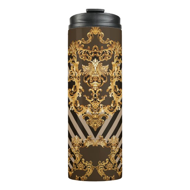 Golden baroque: geometric pattern design thermal tumbler (Front)