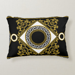 Golden Baroque: Greek Black Border Decorative Cushion