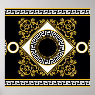 Golden Baroque: Greek Black Border Poster