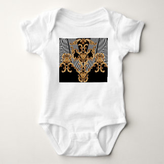 Golden baroque, intricate ornament design. baby bodysuit