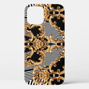 Golden baroque, intricate ornament design. iPhone 12 case
