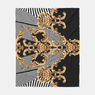 Golden baroque, intricate ornament design. fleece blanket