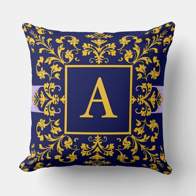 Golden Baroque Letter A Classic Monogram Style ✨ Cushion (Front)