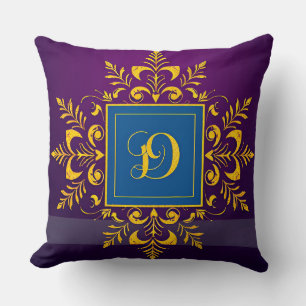 Golden Baroque Letter D Classic Monogram Style ✨ Cushion