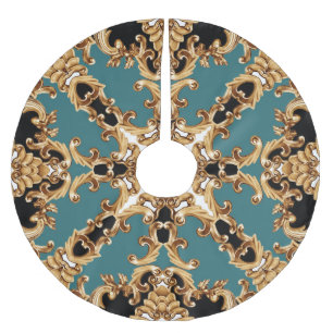 Golden baroque, luxurious ornament design. brushed polyester tree skirt
