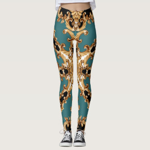 Golden baroque, luxurious ornament design. leggings