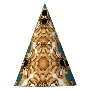 Golden baroque, luxurious ornament design. party hat