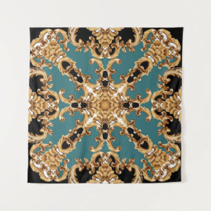 Golden baroque, luxurious ornament design. tapestry