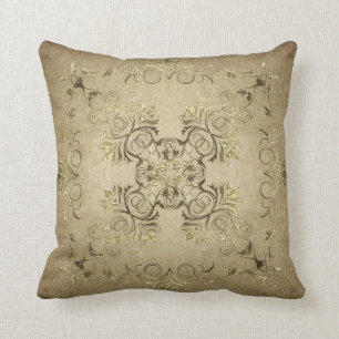 Golden baroque on grunge background. cushion