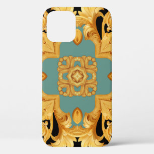 Golden Baroque Ornament 3D Elements iPhone 12 Case