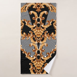 Golden baroque ornament bath towel